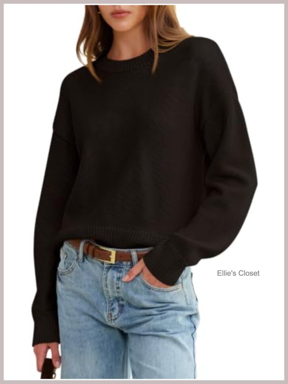Oversized Wool Blend Pullover Sweater With Ribbed Cuffs